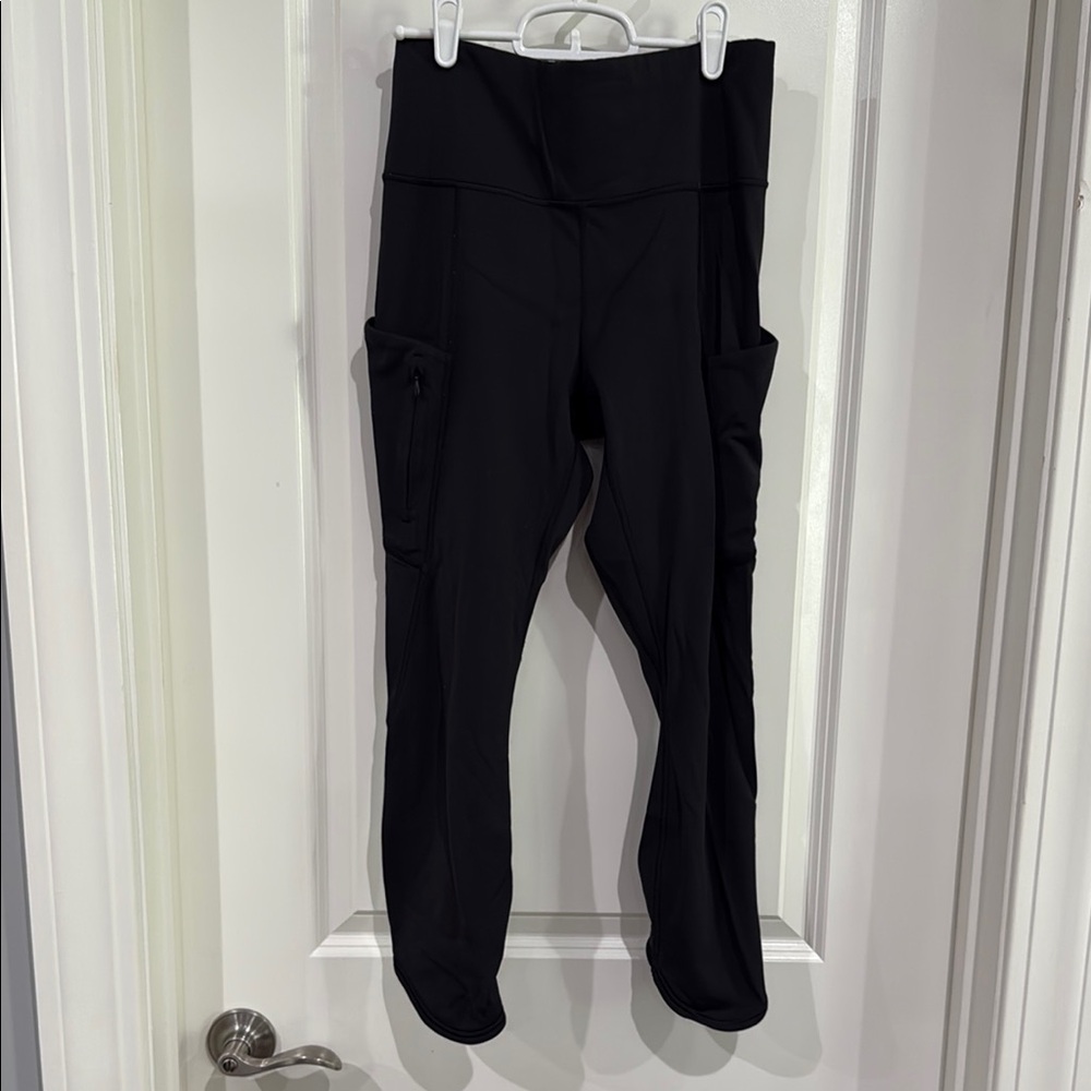 Athleta 3/4 length Black High-Waisted Leggings with Pockets